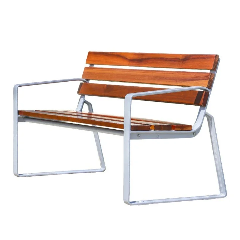 Park Chair Outdoor Bench Community Double Backrest Square Scenic Area Leisure Open-air Waterproof Sunscreen Solid Wood Bench