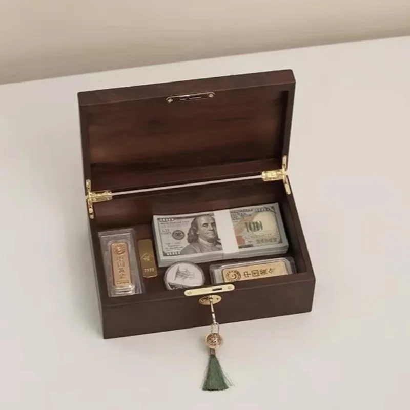 Lockable Jewelry Storage Box Women Ring Collection Case Solid Wood Earrings Organizer Cases Portable Necklace Storages Boxes