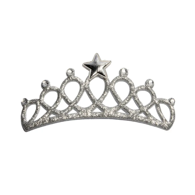 10PCS 13cm Newborn Vintage Shiny Crown Appliques Fashion Glitter Nonwovens Felt Crown Patches for Garments Decoration