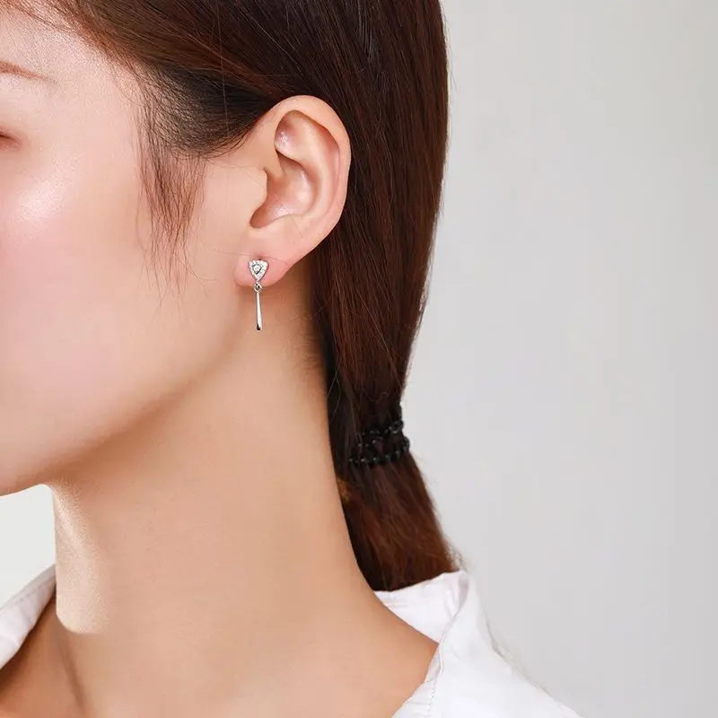 أقراط من الفضة الإسترليني S925 بتصميم هندسي بسيط وعصري للنساء #2