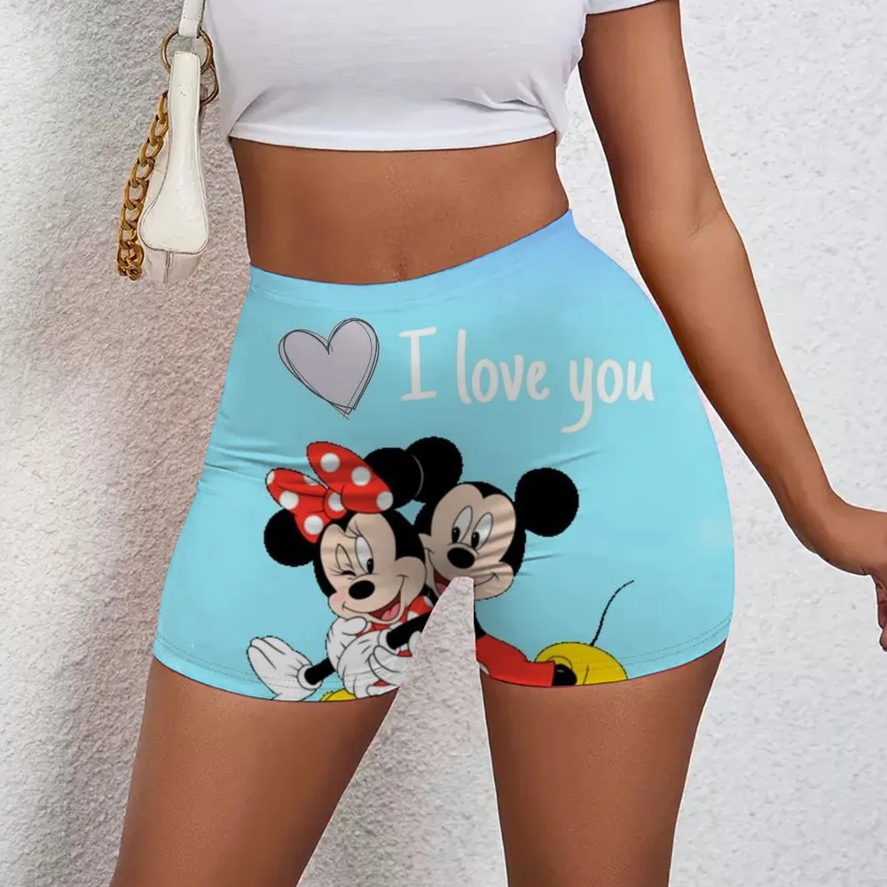 Women Fitness Yoga Lift Shorts Mickey Mouse Seamless Shorts Rainbow Sunglasses Volleyball Biker Gym Pants Tights