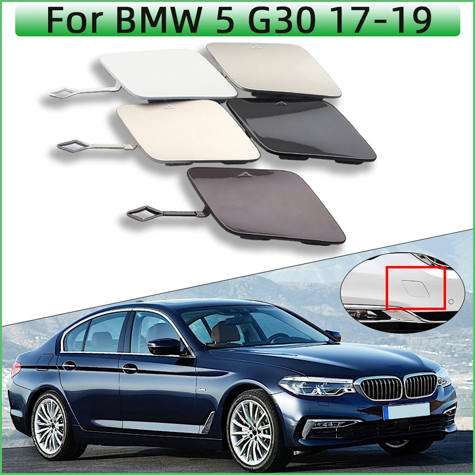 Tapa de cubierta de ojo de gancho de remolque de parachoques delantero de coche para Bmw 5 Series 2017 2018 2019 G30 G31 518 520 525 530 535 540 # 51117427448   Tapa de transporte