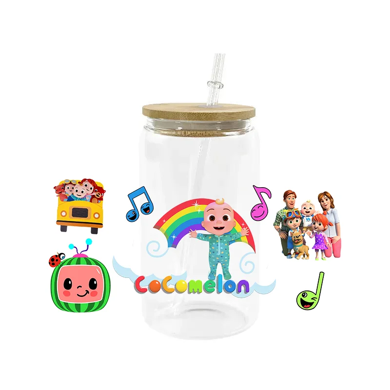 Gemengde Mooie Cartoon3d Uv Dtf Cup Wrap Voor 16Oz Libbey Glazen Schattige Uv Dtf Wasbare Transfers Stickers Custom Diy Mok Sticker