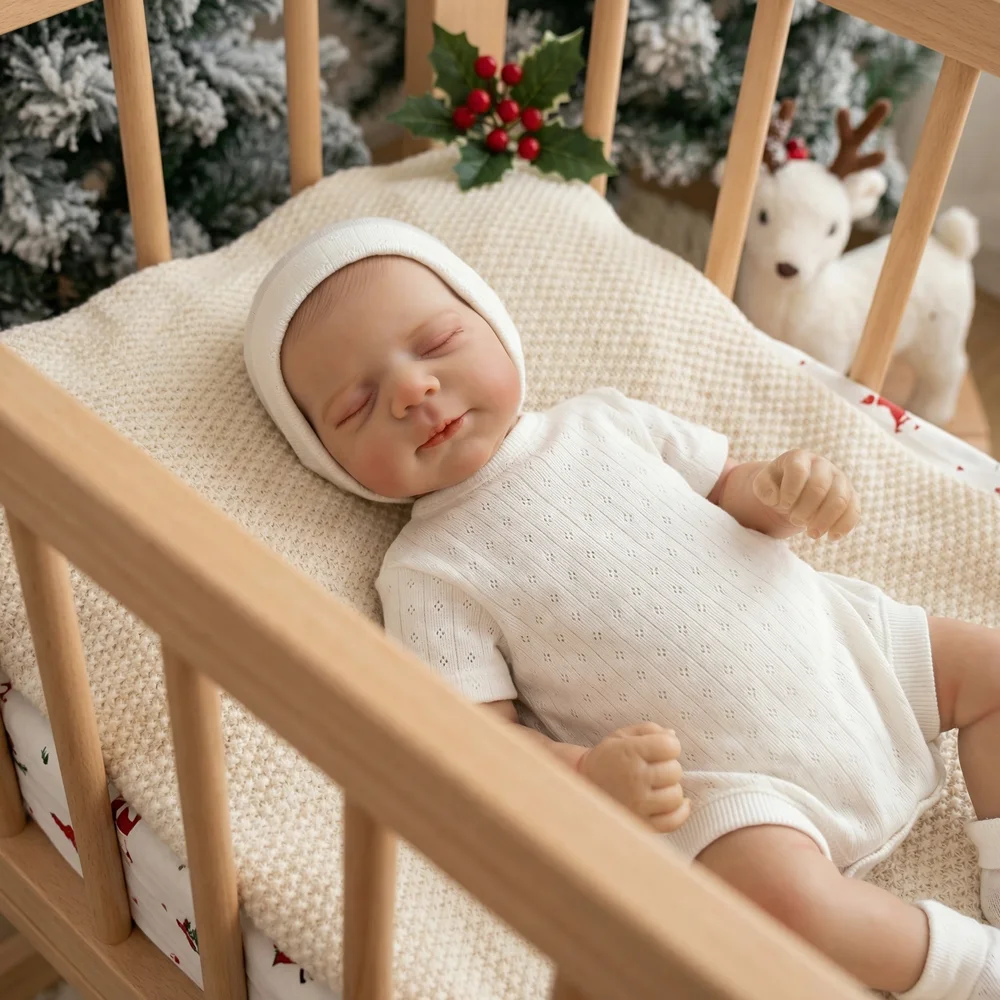 

18-дюймовая реалистичная спящая кукла-реборн с мягким тканевым телом, ручной работы, с 3D-кожей и видимыми венами, в качестве подарка на Рождество для детей