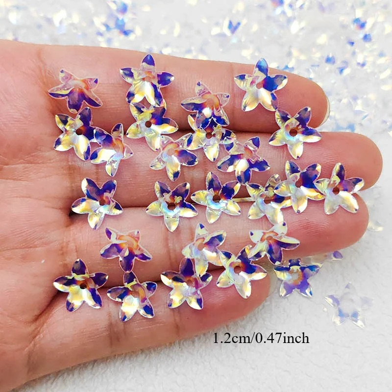300/600 Stück atemberaubende Acryl-3D-Blumenperlen in AB-Farbe, geeignet für DIY-Schmuck, Kleidung und Accessoires. – Detail 2