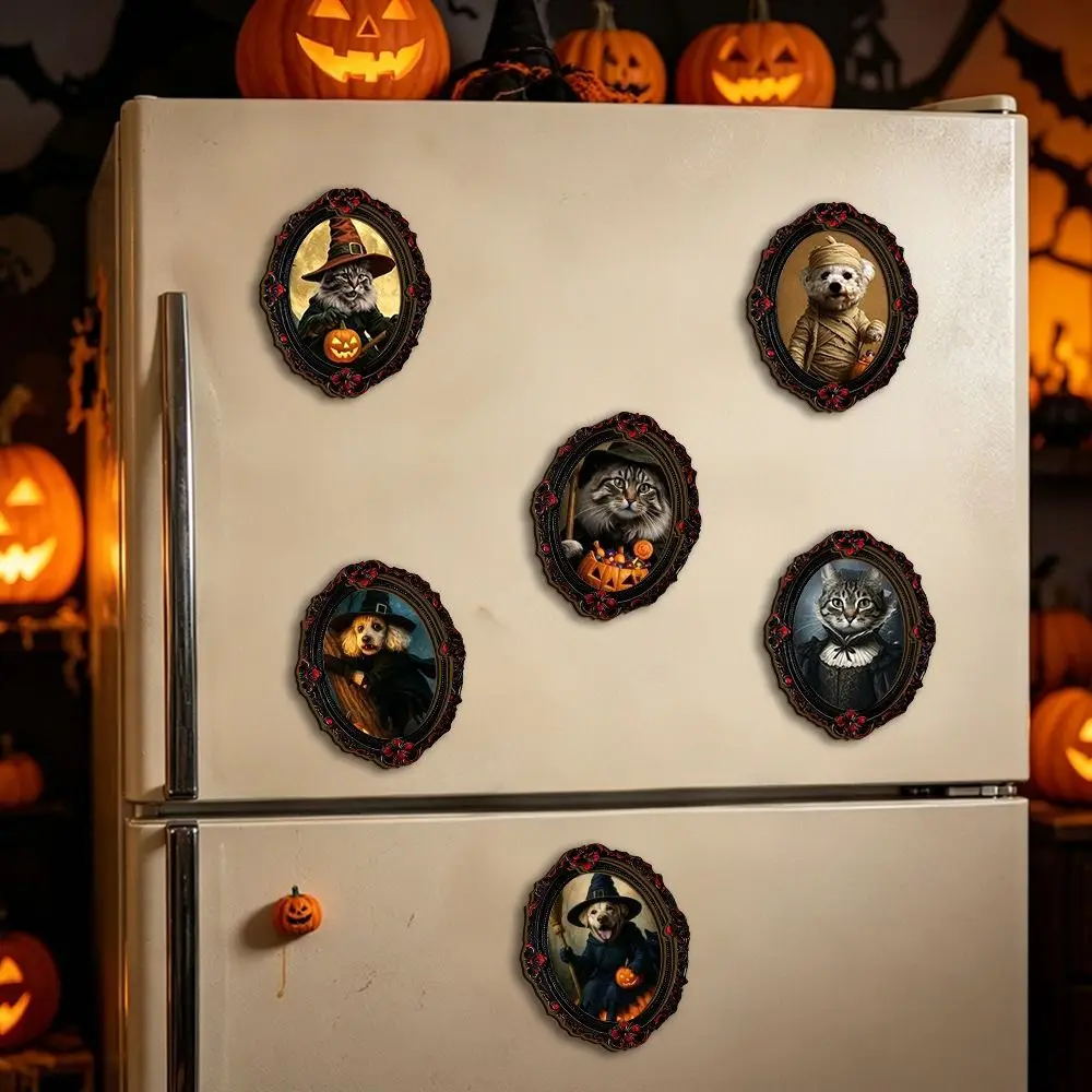 Oil Painting Style Fridge Magnets Smooth Surface Wear-Resistant Material Refrigerator Magnets Retro Carved Frame