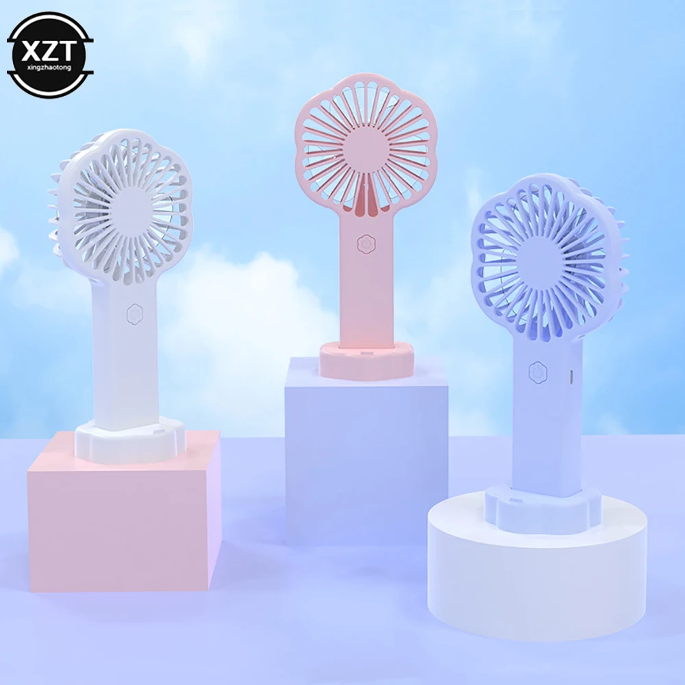 Portable Handheld Fans Small Cooling Eyelash Fan USB Rechargeable 600ma Low Noise New Flower Shape Fans with Mobile Phone Holder