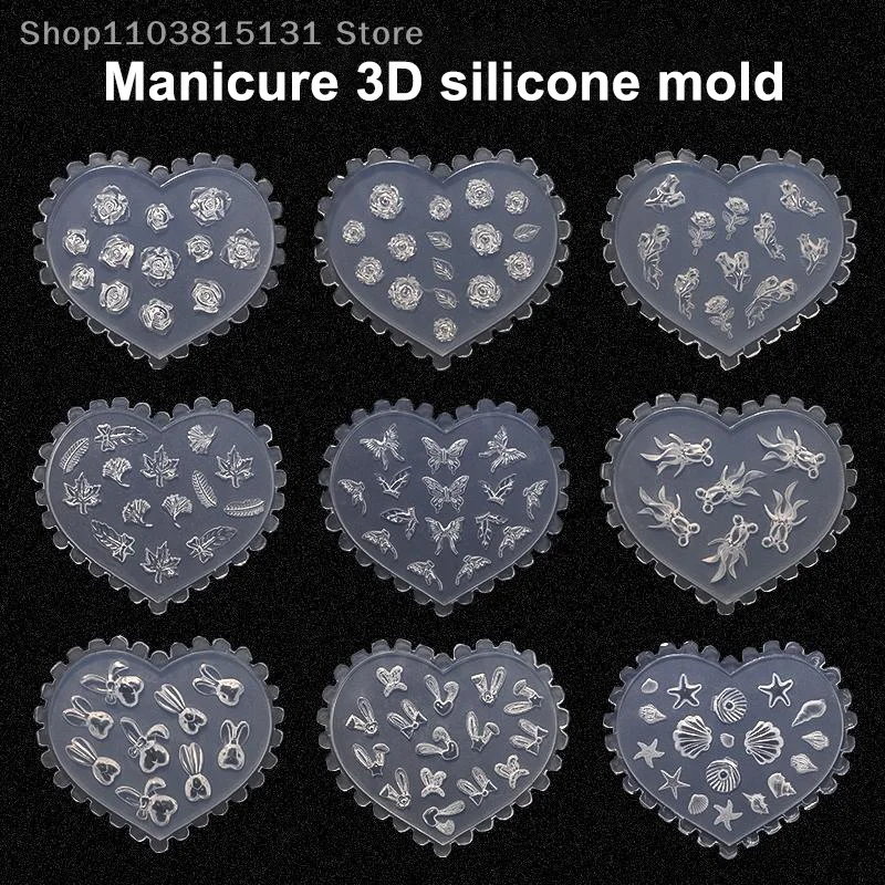 3D Silikon Maniküre Form Nagel Form Transparente Vorlage Form Herzförmige Nail art DIY Handgemachte Werkzeug Maniküre Dekor
