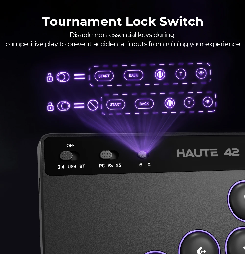 Haute42 W-P1 Tri-Mode 2.4G Kabelloser Touchscreen-Controller ohne Hebel für PC/PS4/PS5/Switch Stickless Arcade-Controller – Detail 16