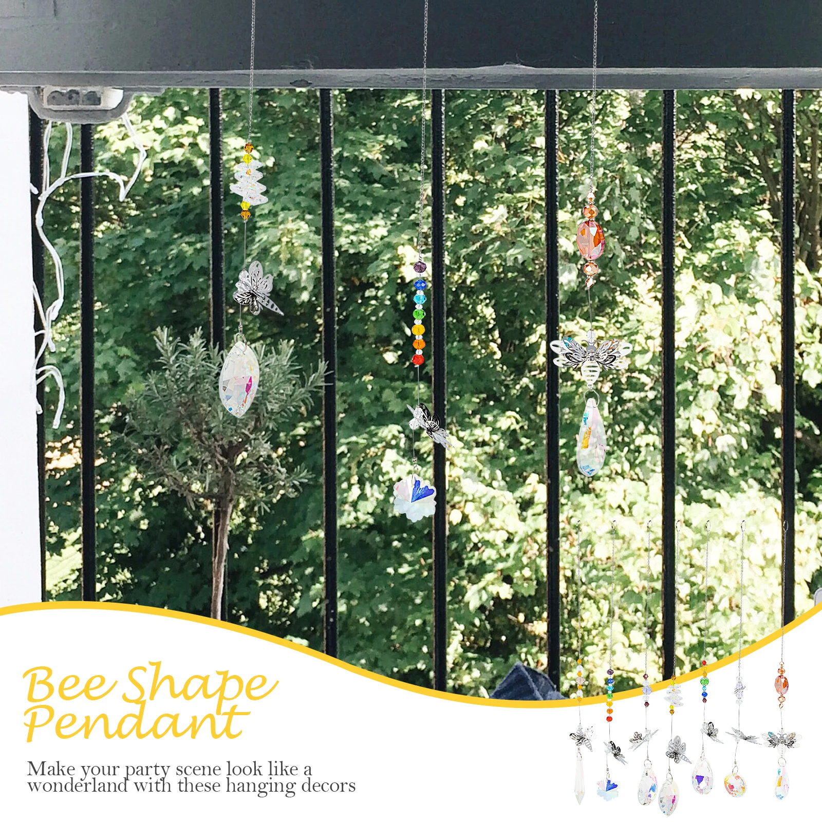 

7pcs Crystal Pendant Hanging Ornament For Garden Sunlight Catcher Home Decor Artificial Crystal Garden Decoration Sun Reflective