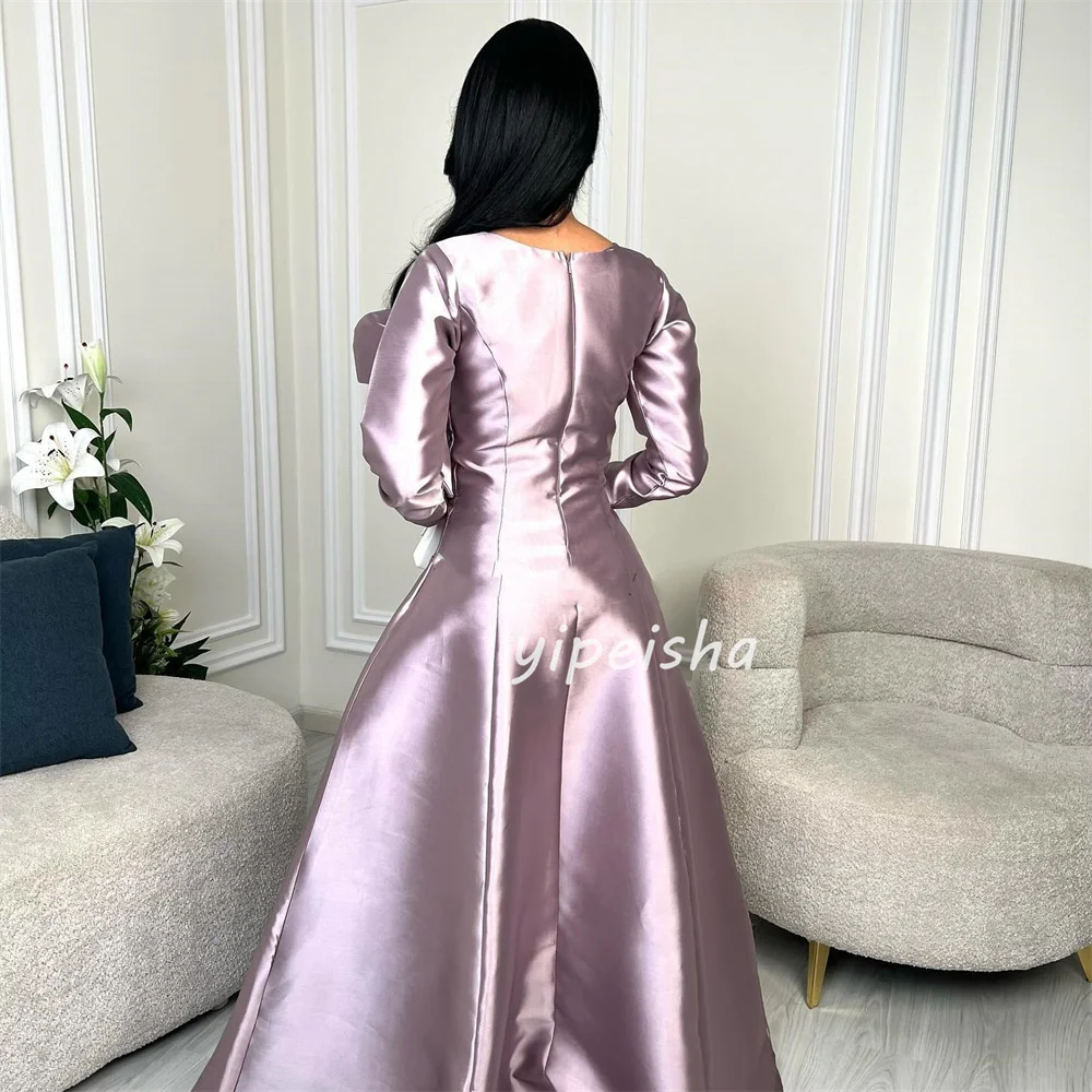 Customized Intricate Matching Pleat Handmade Flower Beading Sequined A-line Square Neck Long Dresses Bespoke Occasion Dresses