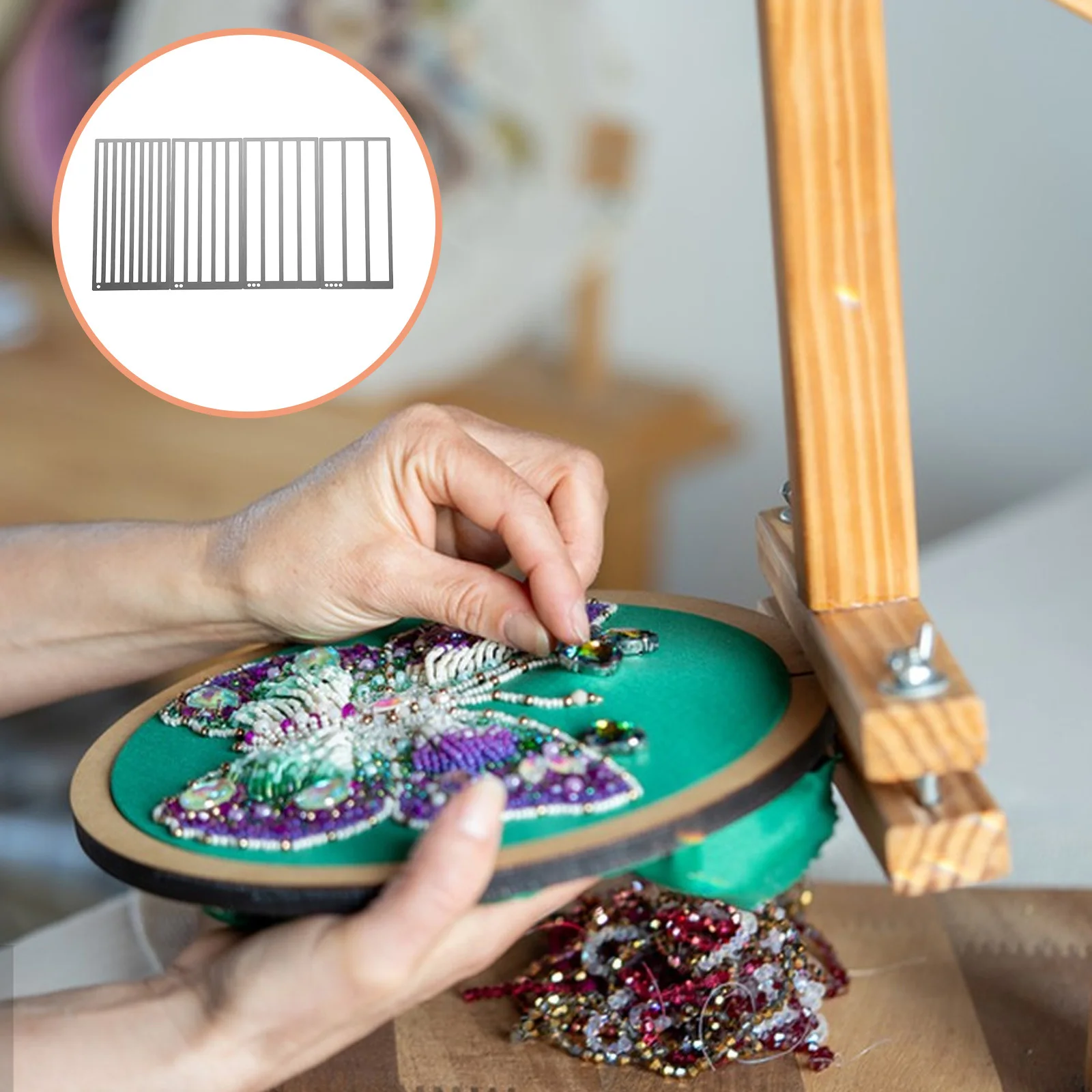 

4Pcs Diamond Art Ruler Stainless Steel Precision Drill Placement Tool for DIY Rhinestone Dot Alignment Craft