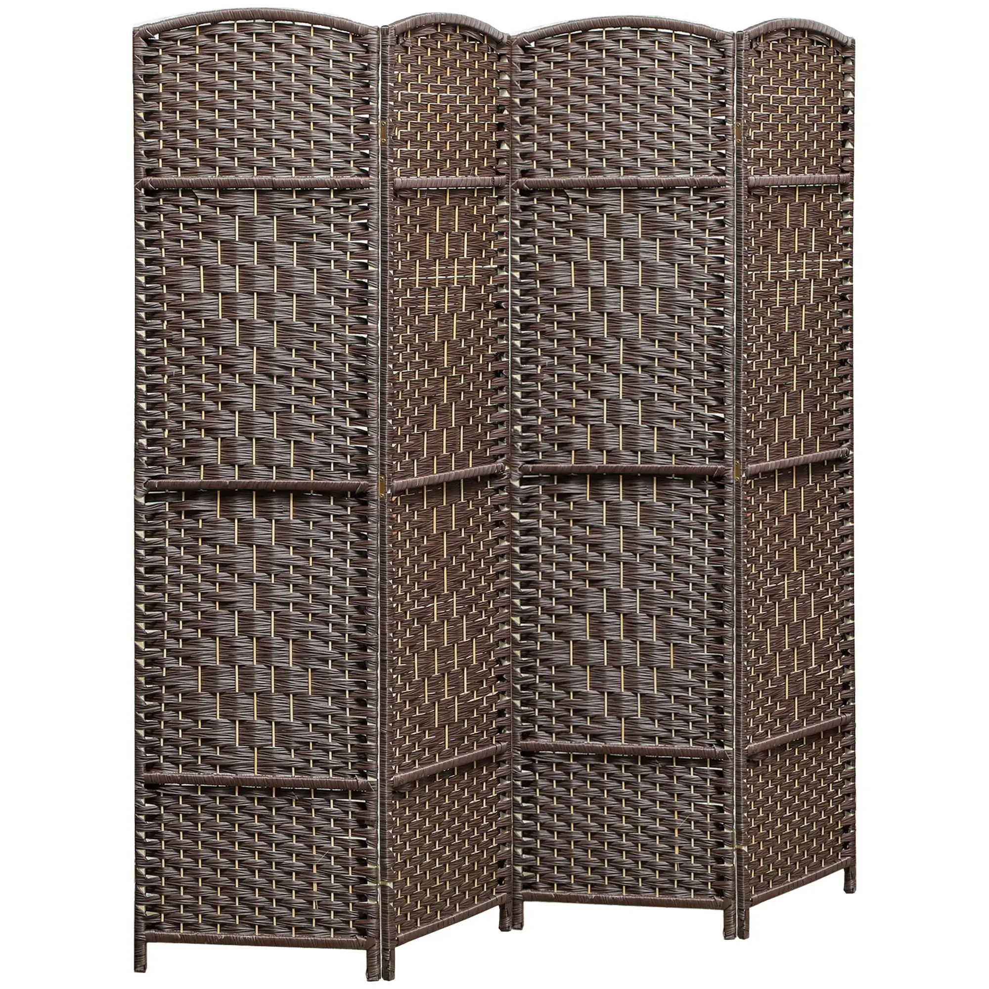 HOMCOM Faltwand 4-Panels, 180x180 cm braun, Wohnzimmer Schlafzimmer