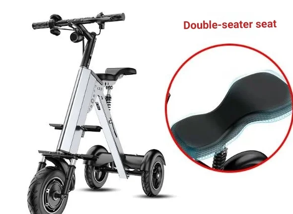 Lightweight Folding Mini Three Wheeled Electric Scooter Portable Parent-child Double Seat Travel Mobility Vehicle