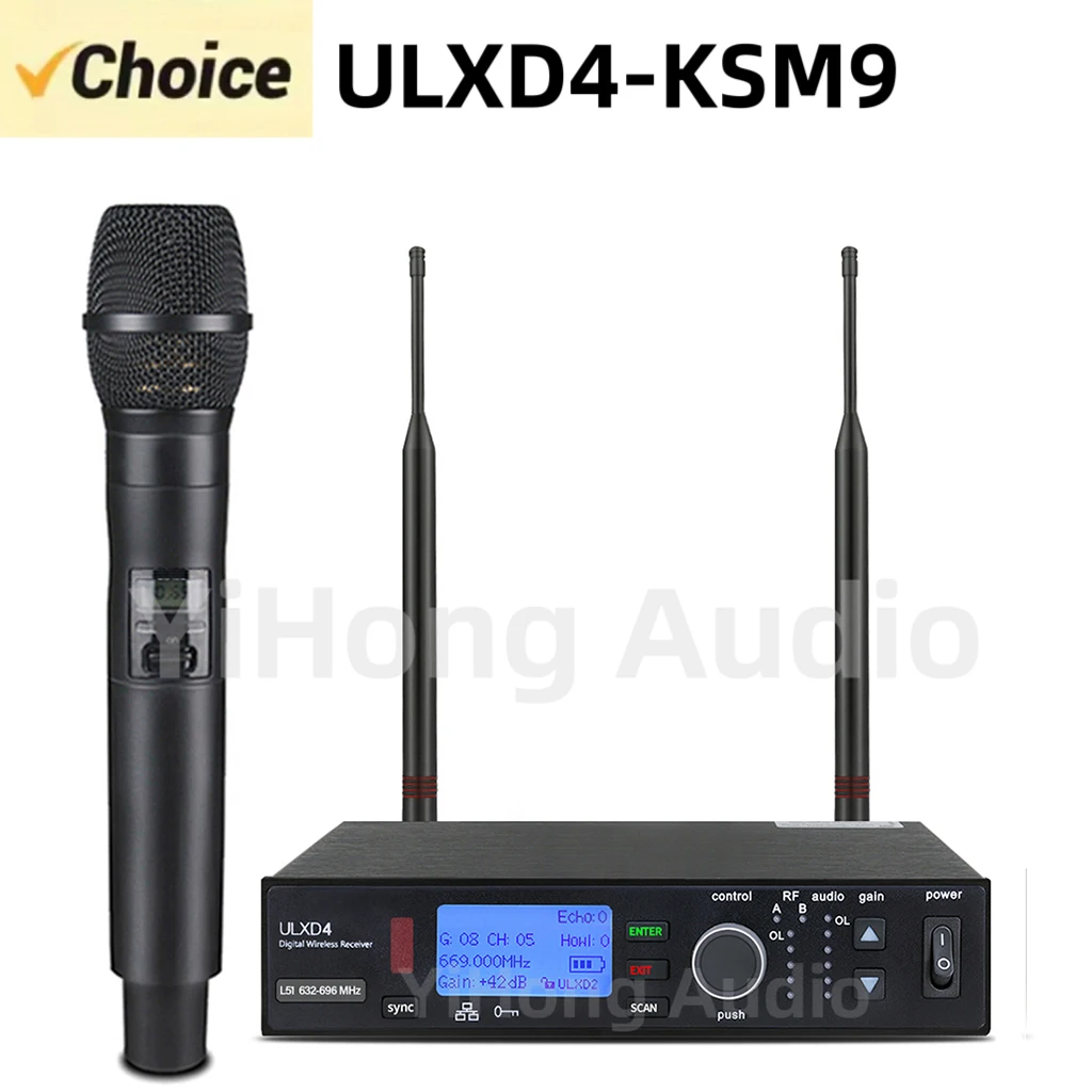 ULXD4-KSM9 600MHz sistema con micrófono inalámbrico condensador UHF Metal portátil profesional verdadera diversidad actuaciones en escenario