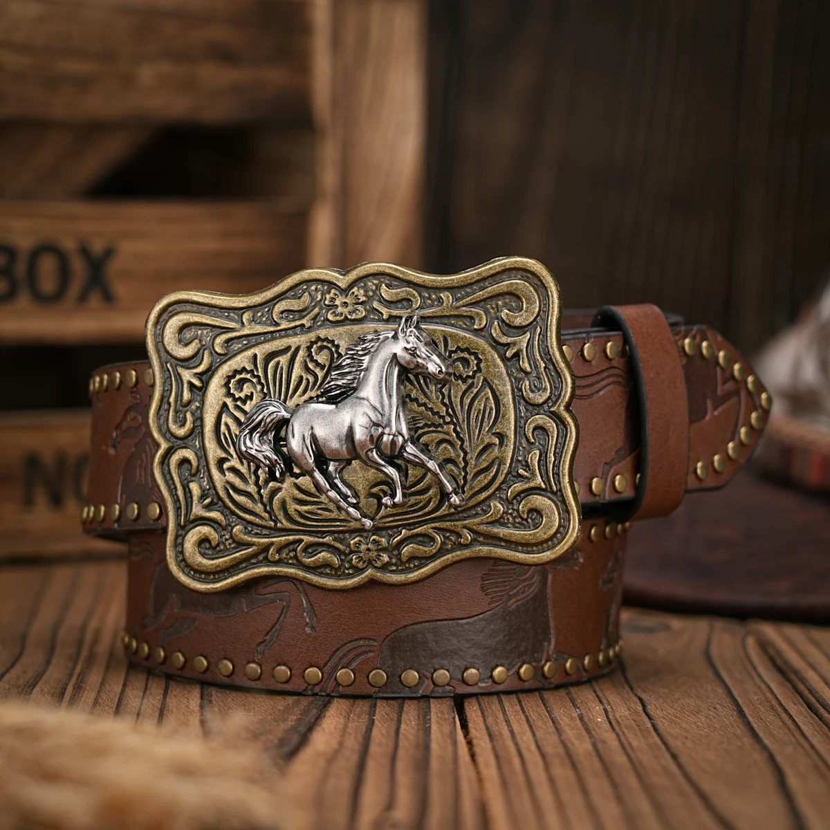 Vintage Style PU Leather Western Cowboy Belt with Classic Buckle - 3.8cm Wide, Durable and Stylish for Men and Women - Perfect f