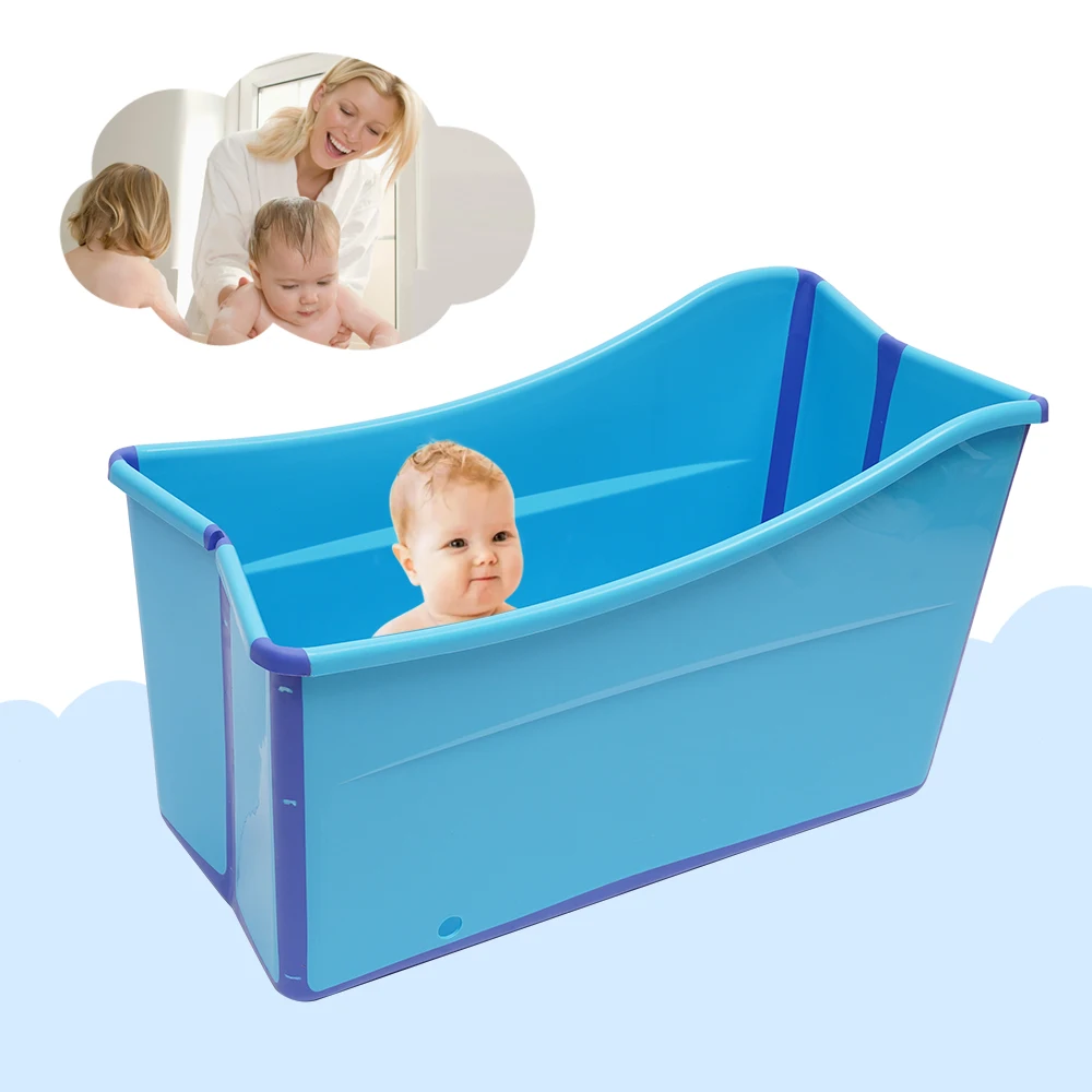 Portable Foldable Bathtub Adult Sauna Child Spa Bath Folding Bathtub Massage Blue