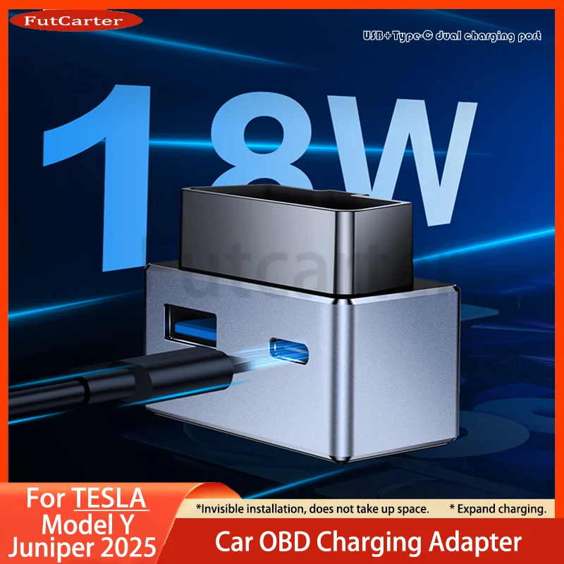 

Для Tesla Model Y Juniper 2025, двухпортовый скрытый OBD-адаптер для зарядки автомобилей Tesla obd2, разветвитель, адаптеры для зарядного устройства, аксессуары