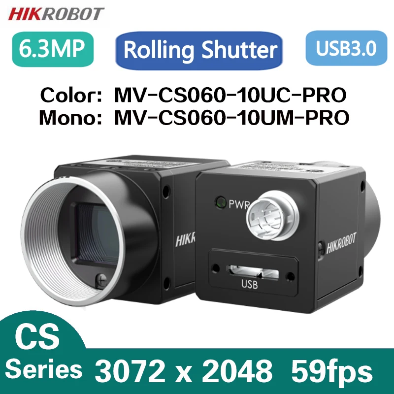 hik camera industrial 63mp 18 59fps usb30 visao de maquina obturador global alta velocidade escaneamento de area imx178 mv cs06010uc m pro 01