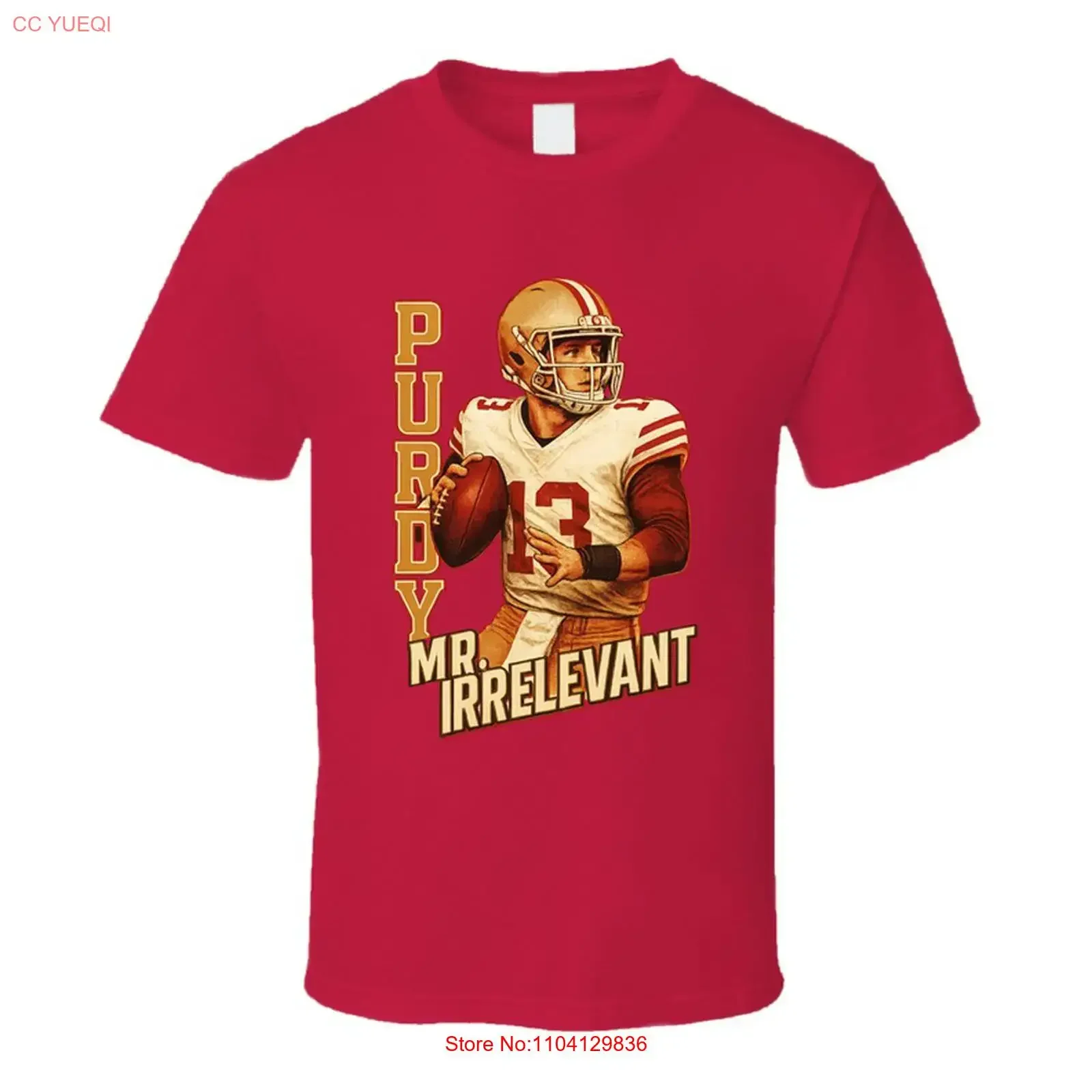 Brock Purdy Mr Irrelevant Retro Look Sports Fan T Shirt vintage Washed Stylish streetwear Comfortable Stretched Breathable Soft