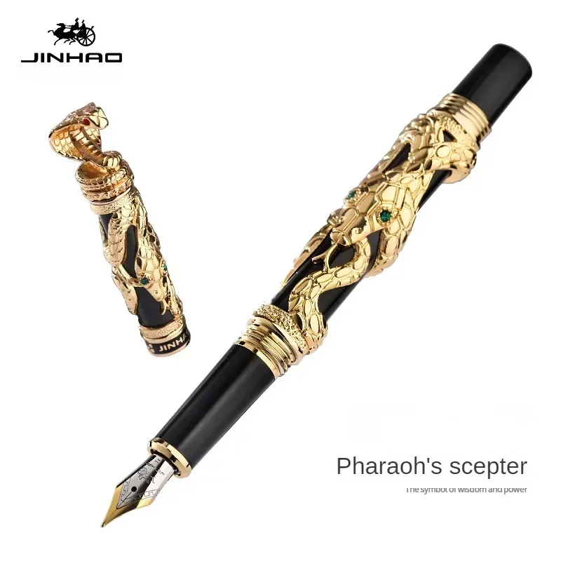 Imagem -06 - Jinhao-golden Metal Snake Caneta-tinteiro Caneta de Tinta de Escrita de Luxo Elegante Cobra Pen Papelaria de Escritório Material Escolar f 1.0 mm Nib