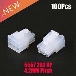 100PCS 5557 4.2mm 6P 6PIN Connector for PC Computer ATX Graphics Card GPU PCI-E PCIe Power Connector Plastic Shell