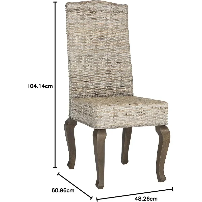 Cadeira de jantar Milos Grey Wicker, 18 pol, Home Coleção