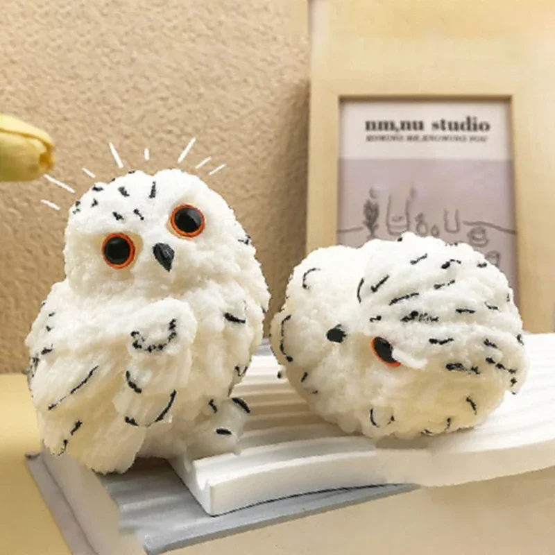 Cute Snow Owl Squishy Toy Fluffy Soft Squeeze Fidget Toy Slow Rising Animal Stress Relief Decompression Toy Kids Holiday Gift view 3