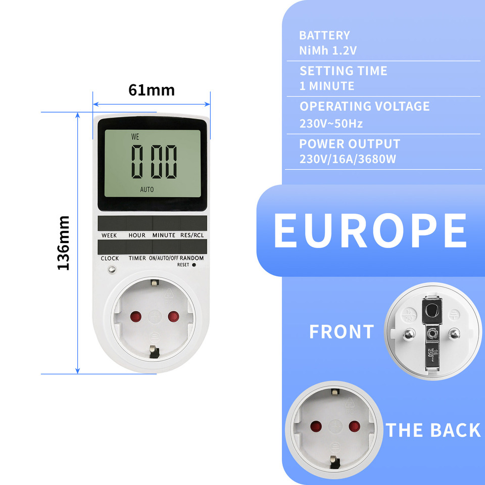  YICHENG Timer Outlet,Multifunctional Infinite Cycle Programmable Plug-in Digital Timer Switch, Energy-Saving Timer. 