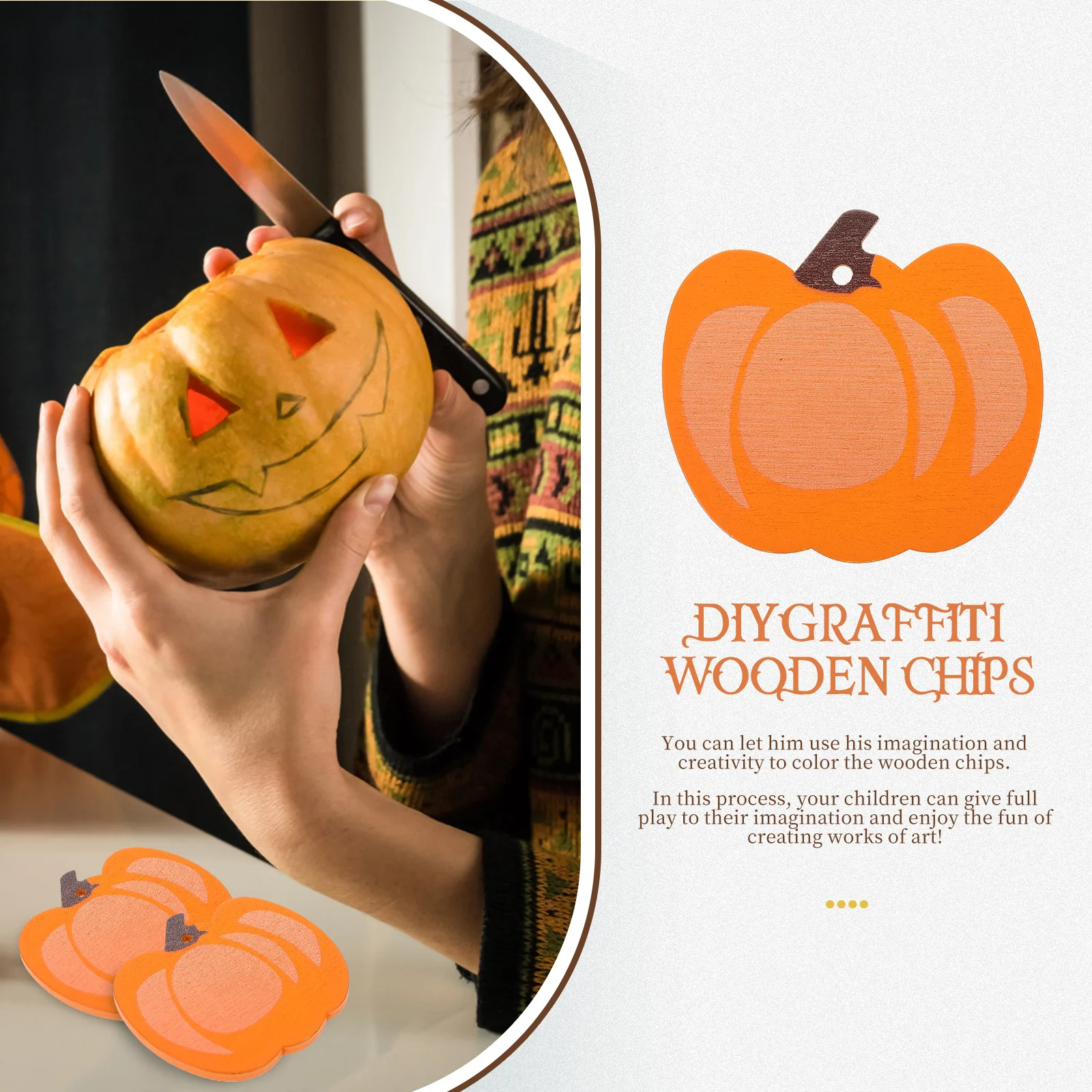 

10 Pcs Wood Pieces Unfinished Slices DIY Graffiti Crafts Halloween Decorative Pumpkin Cutouts Multipurpose Accessories