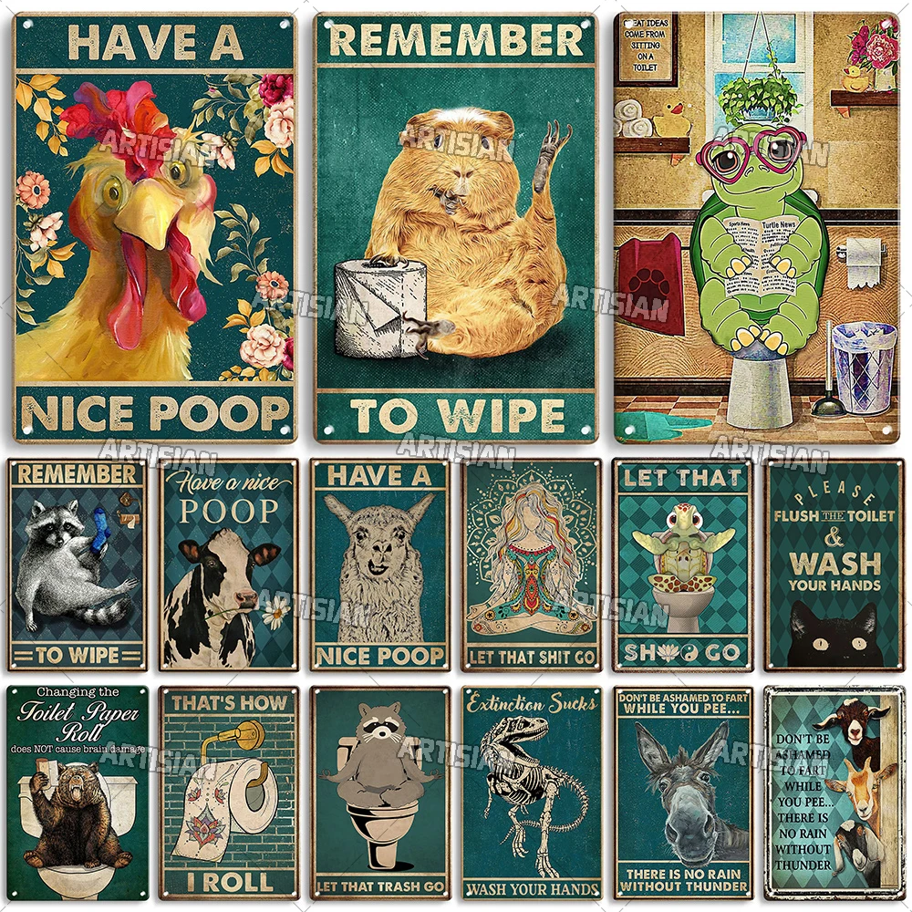 Artisian Toilet Metal Plaque Tin Sign Nice Butt Arse Sweet Cheeks Łazienka Pralnia Dekoracyjna Płyta Dekoracyjna Ściana Garaż Bar