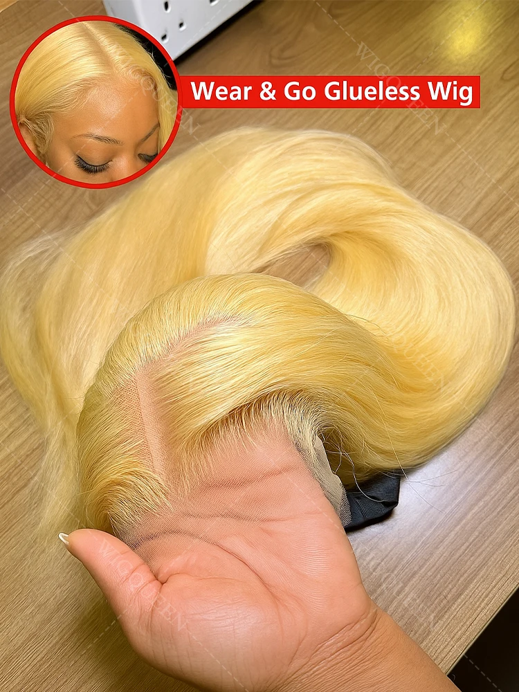 

#613 Blonde Upgrade No Silk 4x4 Frontal Human Hair Glueless Wig Ultra-thin Invisible Bone Straight 13x4 Lace Front Wig Humn Hair