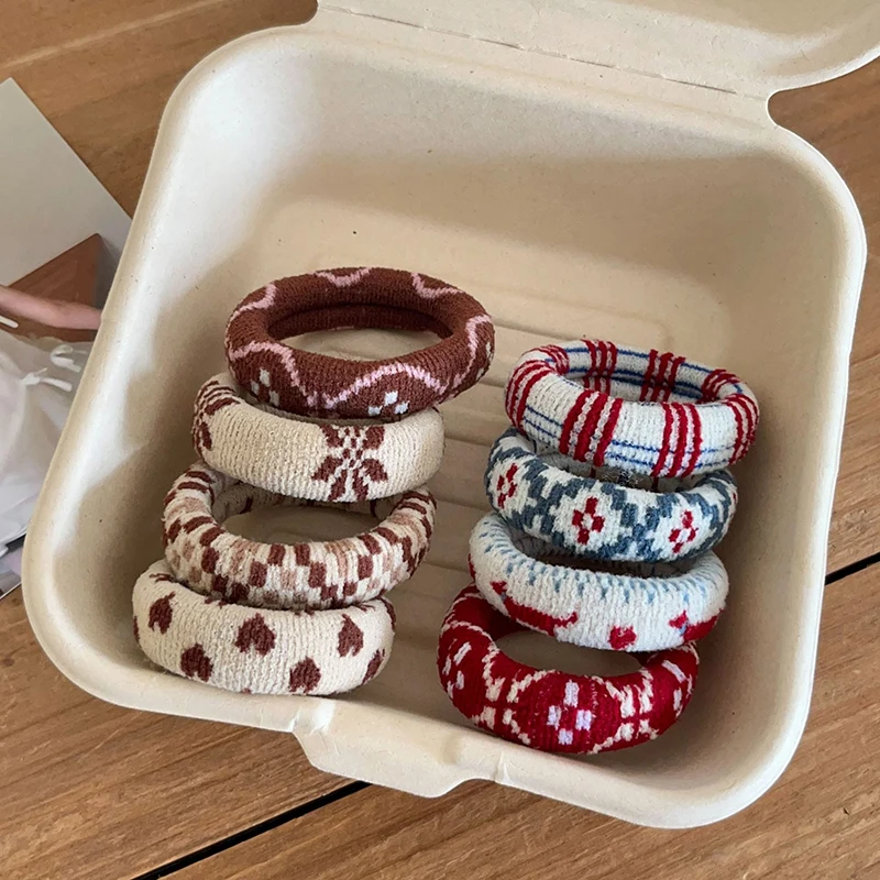 

4pcs Ethnic Elastic Hair Bands For Women Girl Scrunchies Hairband Hair Tie Rope Ponytail Gum Hair Accessories Set Christmas Gift