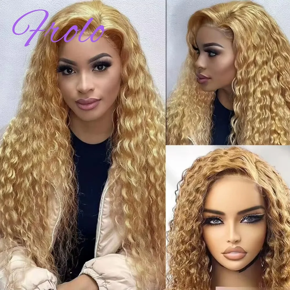

13x6 Hd Lace Front Wigs 210 Density Deep Wave Honey Blonde Human Hair Wig Pre Pluck Brazilian Blonde Wig Human Hair Colored 27#