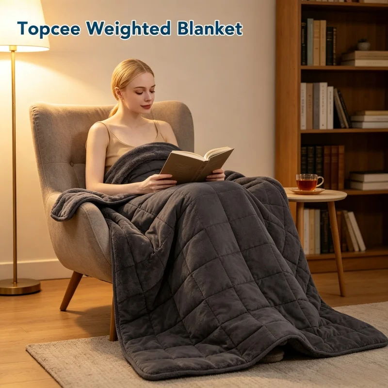 Adult Deep Sleep Gravity Blanket - Cooling Anxiety Relieving Stress Blanket | Ultra Fine Fiber Soft Quilted Bedroom Sofa Napping