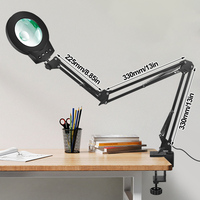 NEWACALOX 10X/5X Magnifier 5 Colors Illuminated Magnifying Glass Touch Control Table Lamp for Soldering Close Work RepairingTool