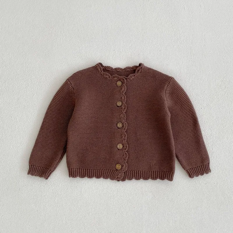 

Boys Girls O-neck Cardigan Jacket 2025 Autumn New Baby Long Sleeve Sweater Coat Infant Toddler Solid Versatile Knitted Clothes