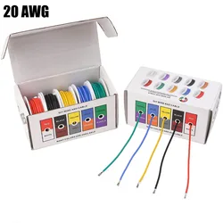 20AWG Electric Wire Flexible Silicone Wires 20 Gauge Stranded Tinned Copper Wire 5 Colors 16.4ft/5m Each or 32.8ft/10m Each