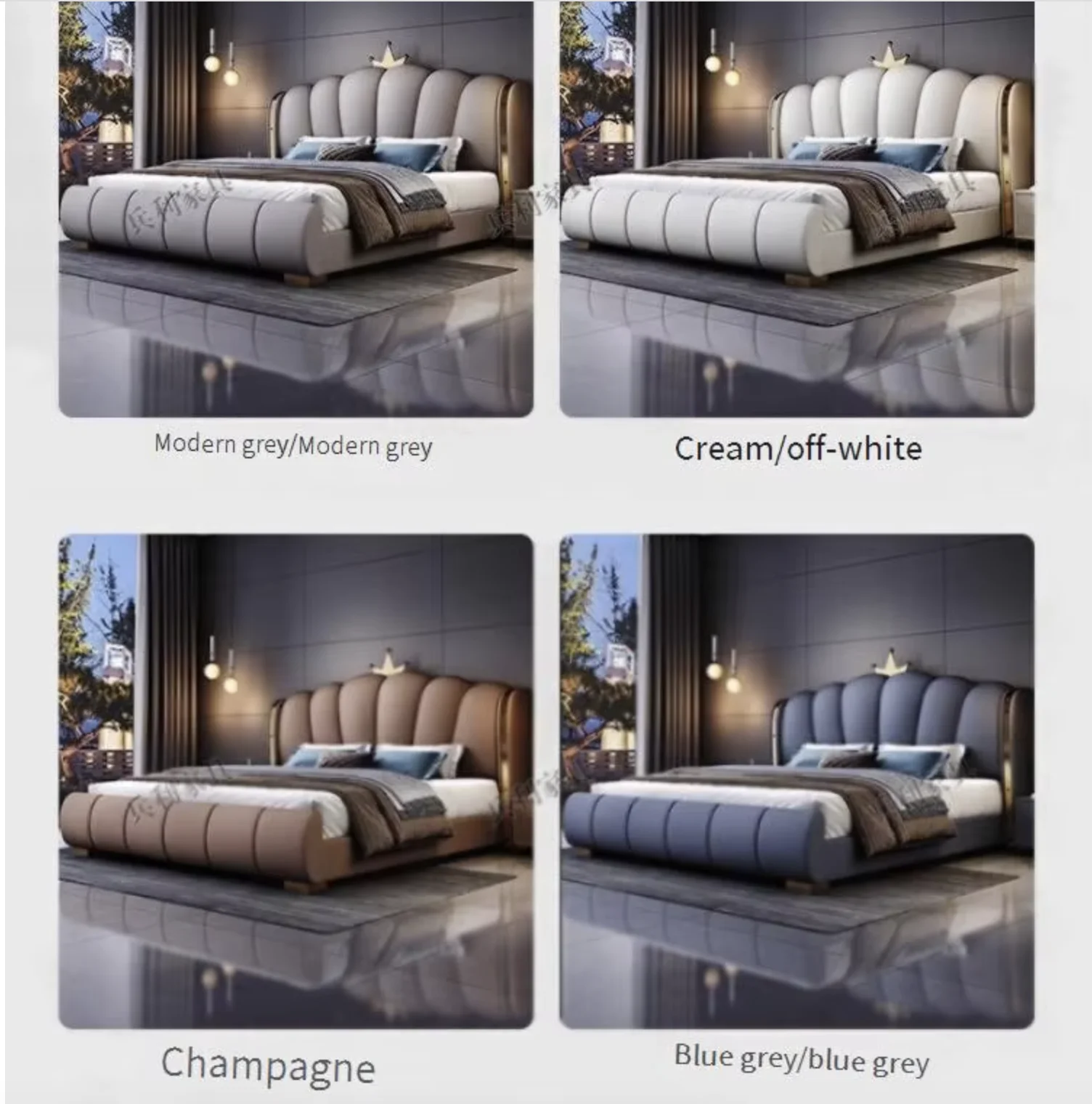 Luxury Soft Leather Double Bed Frame Modern Design Super-large Bed Frame Modern Style Luxury King Size Bedroom Furniture Set - view 2