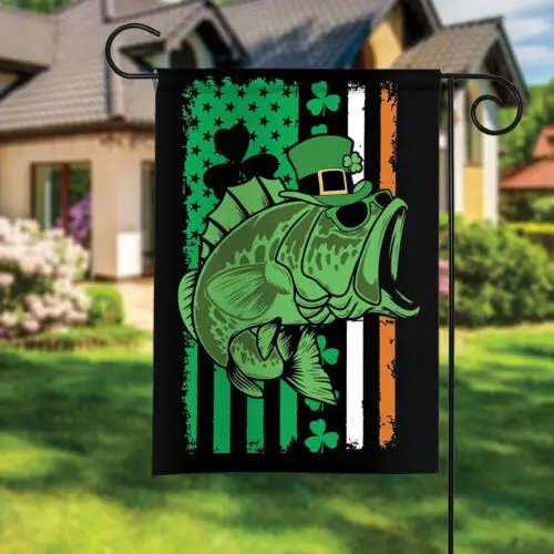 Happy Patrick's Day garden flag , Patrick's Day Flag, Fishing St. Patrick's flag ZZU WWL IIC