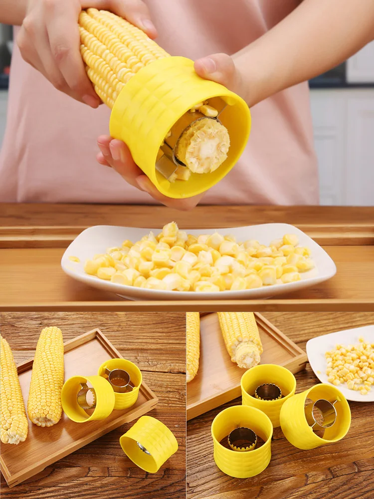 Kitchen Gadget Fast Corn Cob Separator Portable Corn Peeler Fruit Vegetable Tool Stainless Steel Corn Cob Stripper Remove Cutter