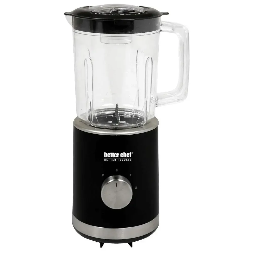 Compact 3-Cup Blender 300W Power BPA-Free Cup Stainless Steel Base Black High/Low Speeds Pulse Option Rubber Feet Lid Included