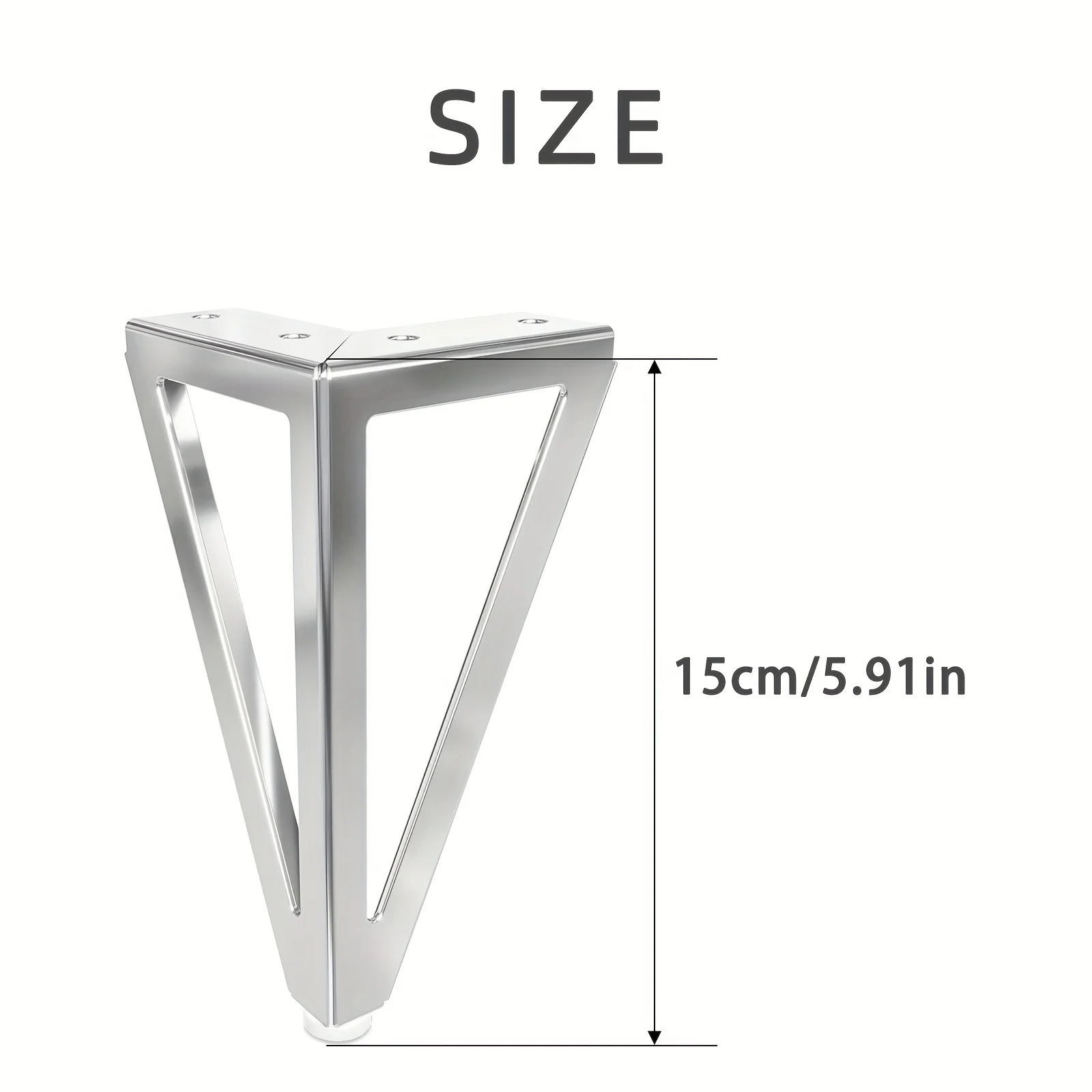 Srebrne metalowe nogi do mebli, pogrubione żelazne nóżki 15 cm do sofy, szafki RTV, szafki łazienkowej i stolika kawowego - wykończenie polerowane