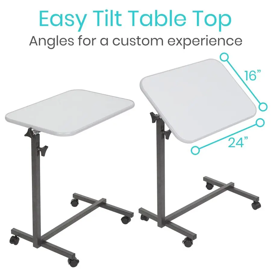 Overbed Hospital Bed Table for Home Use Adjustable Swivel Wheels amp Tray for Over Bed for Medical Bedside Chair Adjustable Hei