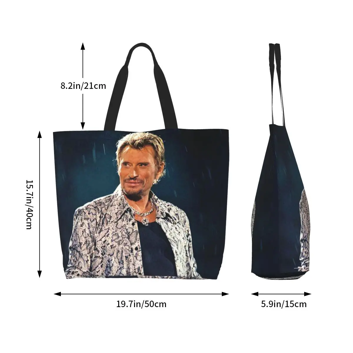 Custom Johnny Hallyday Canvas Shopping Bag donna portatile grande capacità Grocery French Pop Singer Tote Shopper Bags