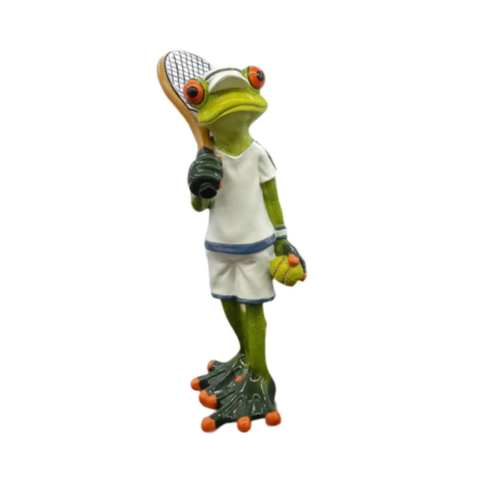 Tennis Frog Statue Decorative Figurine Art Crafts Desktop Ornament for Fireplace Bookshelf Table Centerpiece Birthday Gift