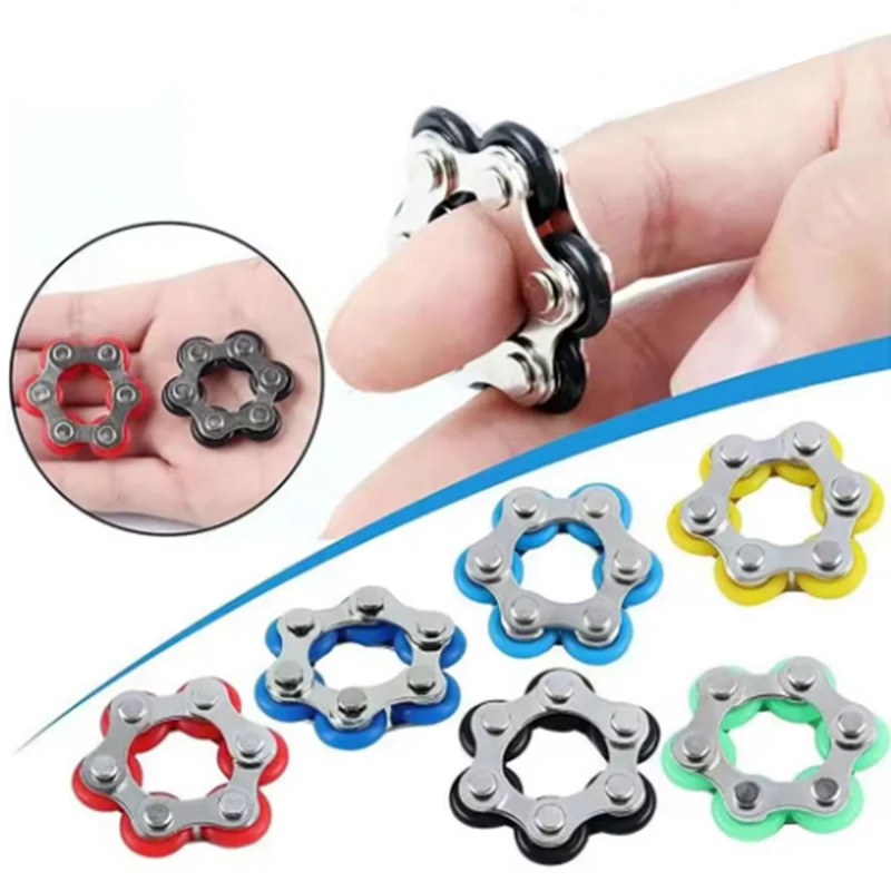 2PCS Flippy Roller Chain Fidget Speelgoed Vinger Spinner Ringen Kalmerende Stress Angst ADHD Autisme Cool Gadgets Voor Volwassenen Kinderen