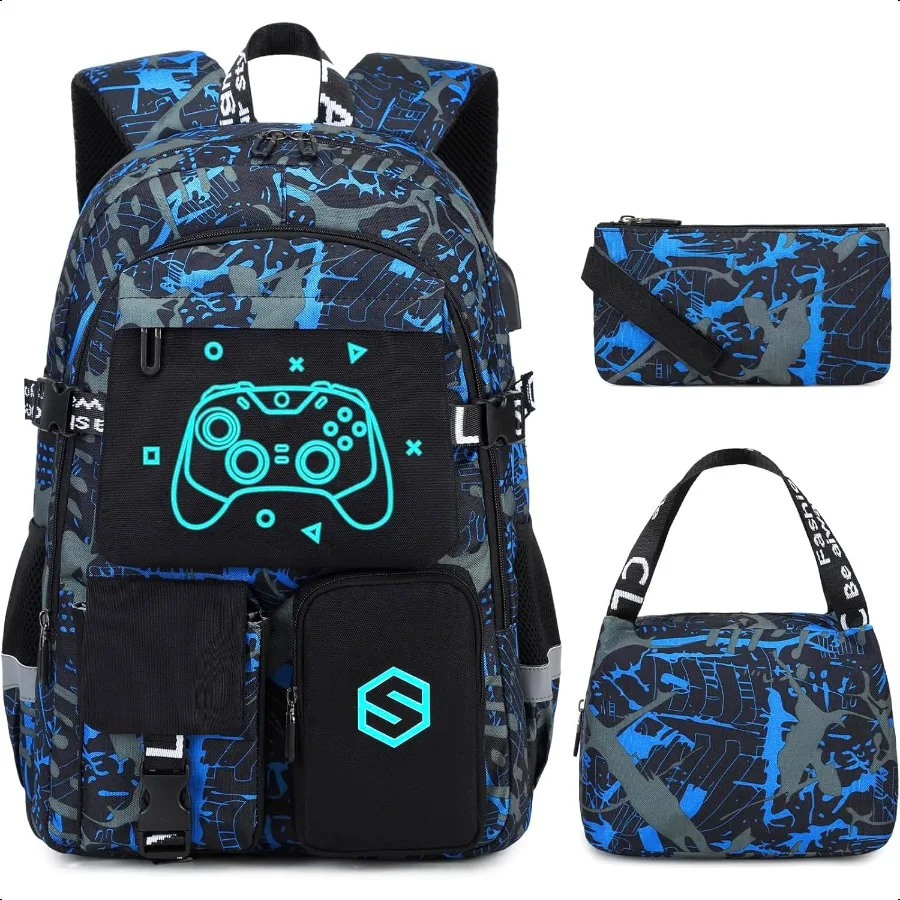 

Boys Backpack Cool Luminous School Backpacks for Boys with Lunch Bag Pencil Case Backpack Kindergarten Elementary Middle School