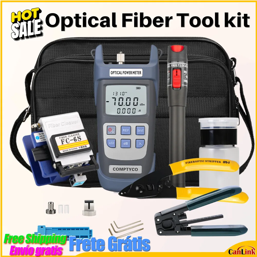 

19pcs/set FTTH Fiber Optic Tool Kit with G710 OPM fiber optic kit 10MW VFL Cleaver FC-6S/SKL-6C optical fiber kit