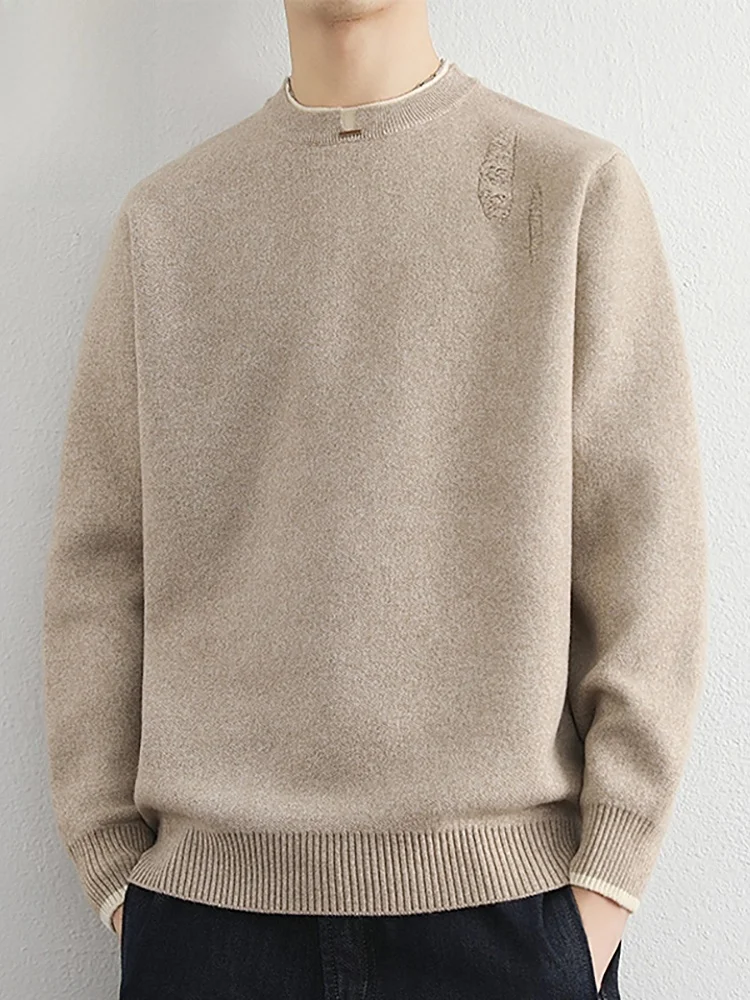 

Мужской теплый повседневный свободный зимний свитер с круглым вырезом, новый, из смесового полиэстера, с длинными рукавами